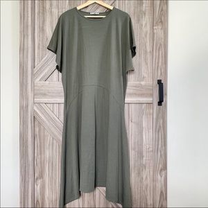 ( Zara ) Olive Green Asymmetrical T-shirt Dress